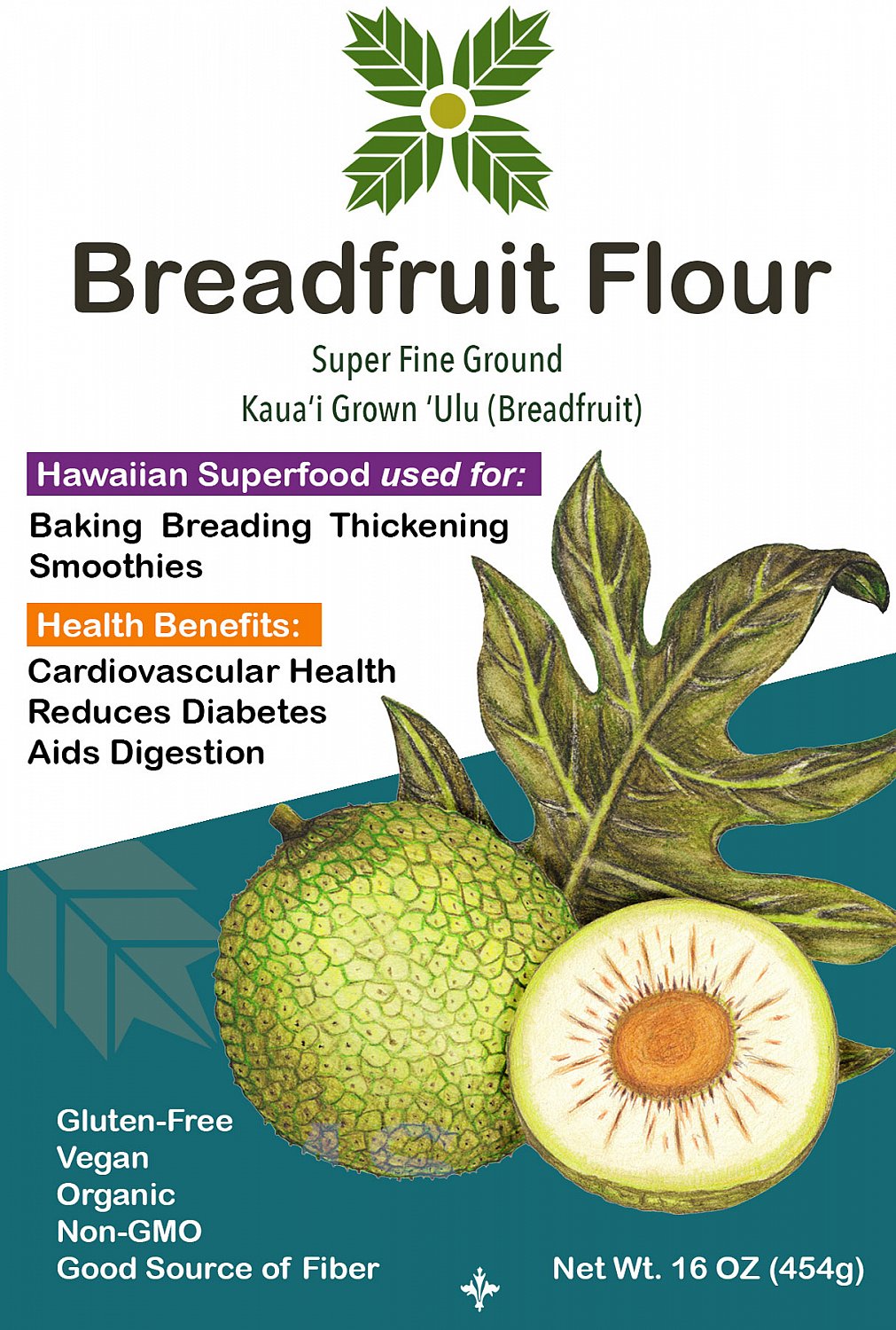 Breadfruit Flour - 16 Oz (454 g) | 4x6-A4paper-cswild-UluFlour-Front_v5.jpg